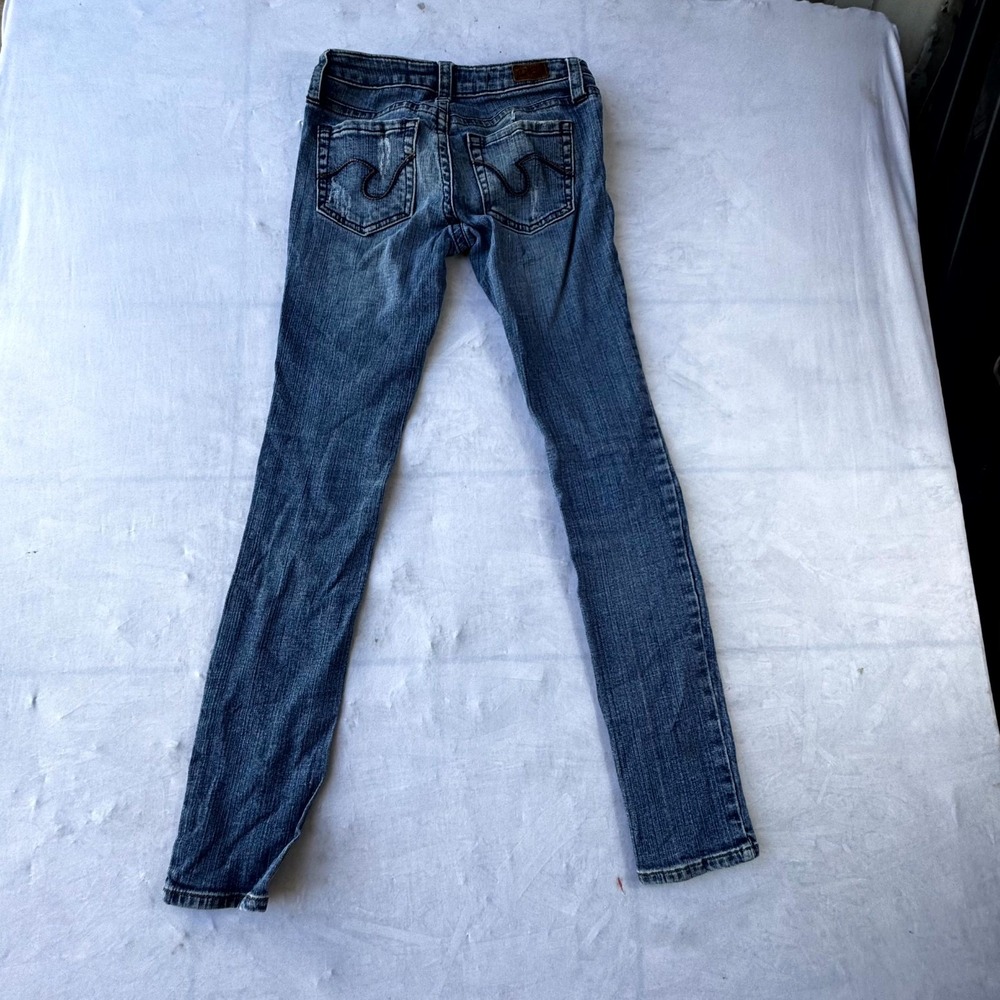 Refuge Jeans Womens 0 Blue Denim Distressed Cotton Stretch Skinny Leg Whiskered
